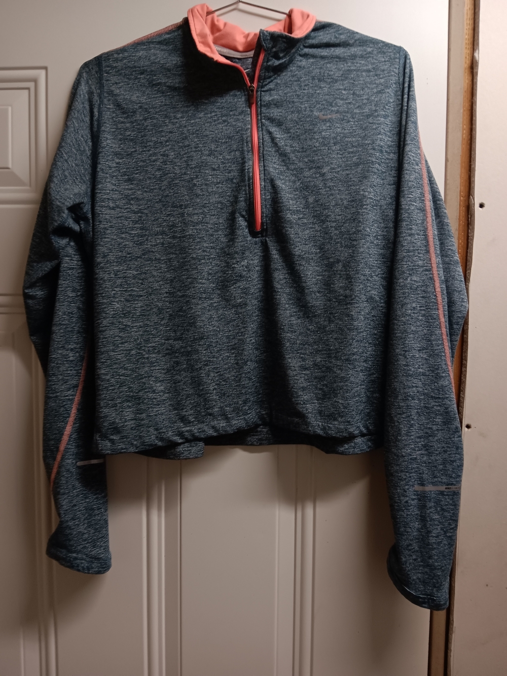 Nike Women’s Heathered Quarter-Zip Performance Sweater with Coral Trim
